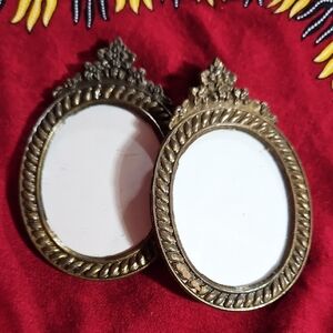 Vintage Ornate Italian Brass Oval Frames, Set of Two